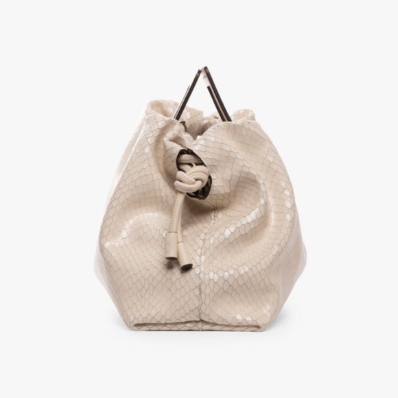 STAUD SHIRLEY LARGE CARRYALL BAG | CREAM SNAKE EMBOSSED *NEW W/TAGS* - Picture 7 of 7